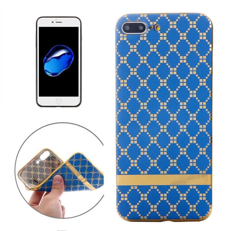 For iPhone 8 Plus & 7 Plus   Small Cubes Pattern Cloth Texture Electroplating TPU Protective Case