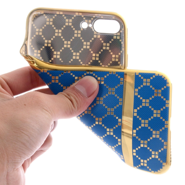 For iPhone 8 Plus & 7 Plus   Small Cubes Pattern Cloth Texture Electroplating TPU Protective Case