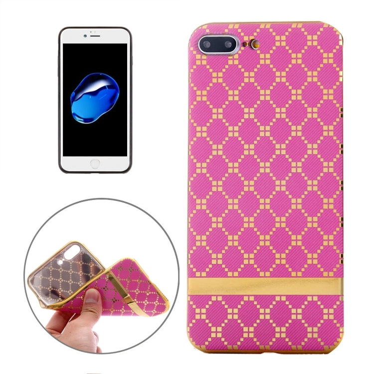 For iPhone 8 Plus & 7 Plus   Small Cubes Pattern Cloth Texture Electroplating TPU Protective Case