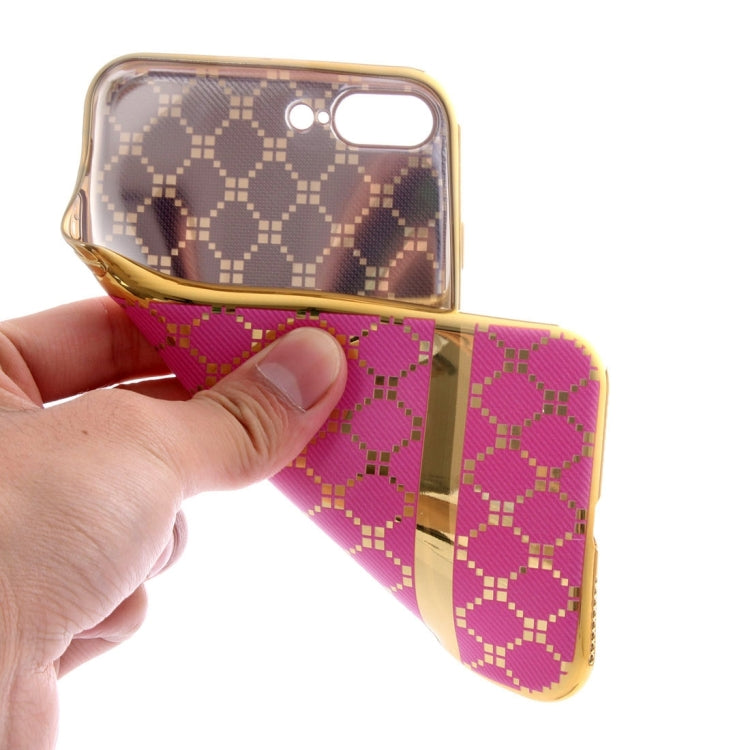 For iPhone 8 Plus & 7 Plus   Small Cubes Pattern Cloth Texture Electroplating TPU Protective Case