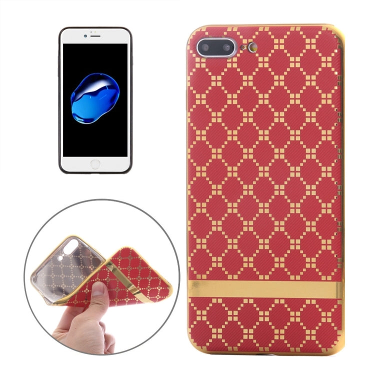 For iPhone 8 Plus & 7 Plus   Small Cubes Pattern Cloth Texture Electroplating TPU Protective Case