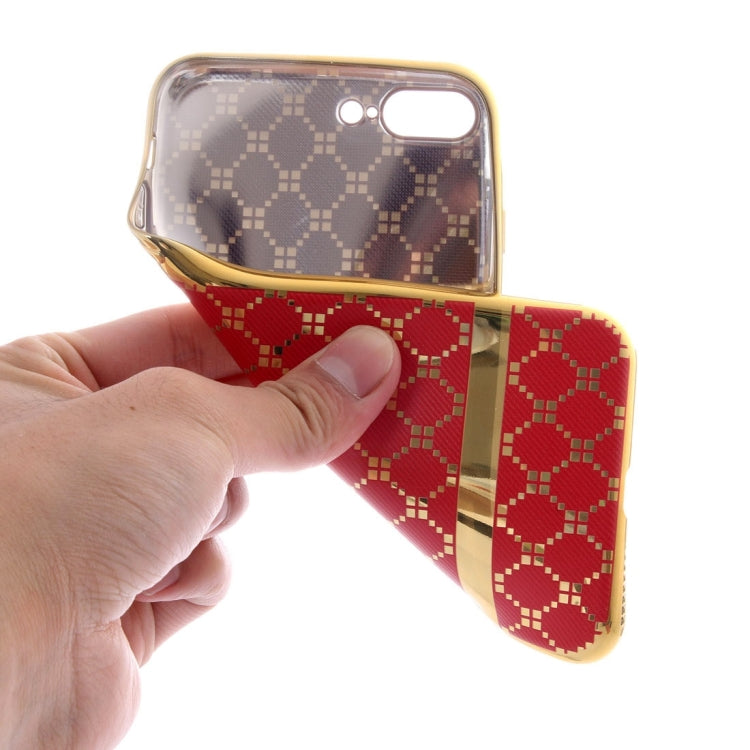 For iPhone 8 Plus & 7 Plus   Small Cubes Pattern Cloth Texture Electroplating TPU Protective Case