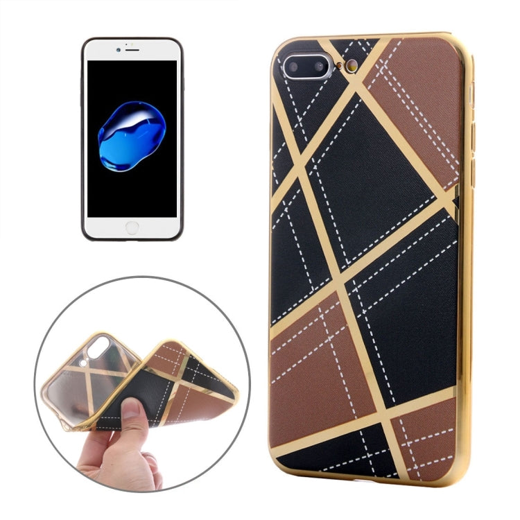 For iPhone 8 Plus & 7 Plus   Rhombus Cloth Pattern Electroplating TPU Protective Case