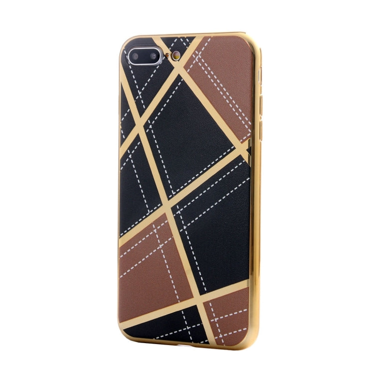 For iPhone 8 Plus & 7 Plus   Rhombus Cloth Pattern Electroplating TPU Protective Case