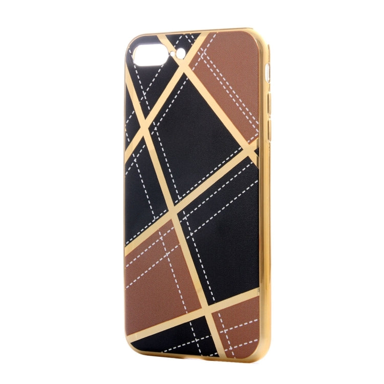 For iPhone 8 Plus & 7 Plus   Rhombus Cloth Pattern Electroplating TPU Protective Case