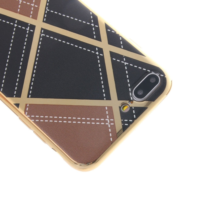 For iPhone 8 Plus & 7 Plus   Rhombus Cloth Pattern Electroplating TPU Protective Case