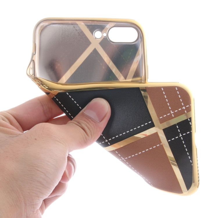 For iPhone 8 Plus & 7 Plus   Rhombus Cloth Pattern Electroplating TPU Protective Case
