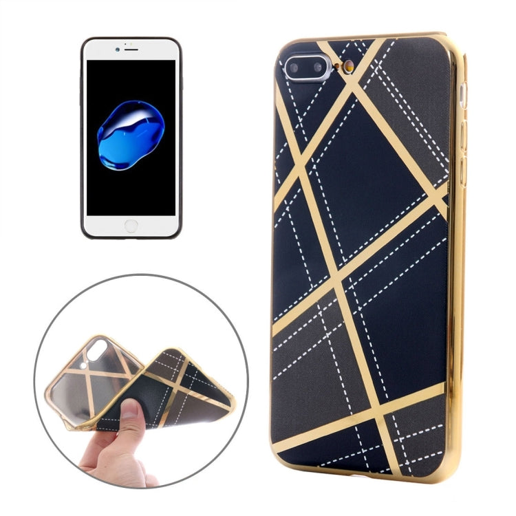 For iPhone 8 Plus & 7 Plus   Rhombus Cloth Pattern Electroplating TPU Protective Case