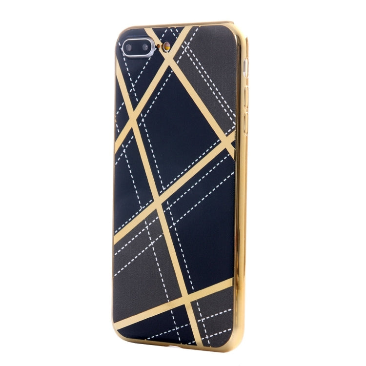 For iPhone 8 Plus & 7 Plus   Rhombus Cloth Pattern Electroplating TPU Protective Case