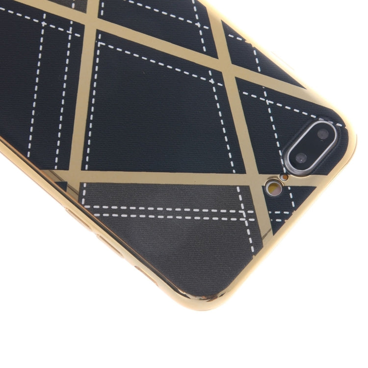 For iPhone 8 Plus & 7 Plus   Rhombus Cloth Pattern Electroplating TPU Protective Case