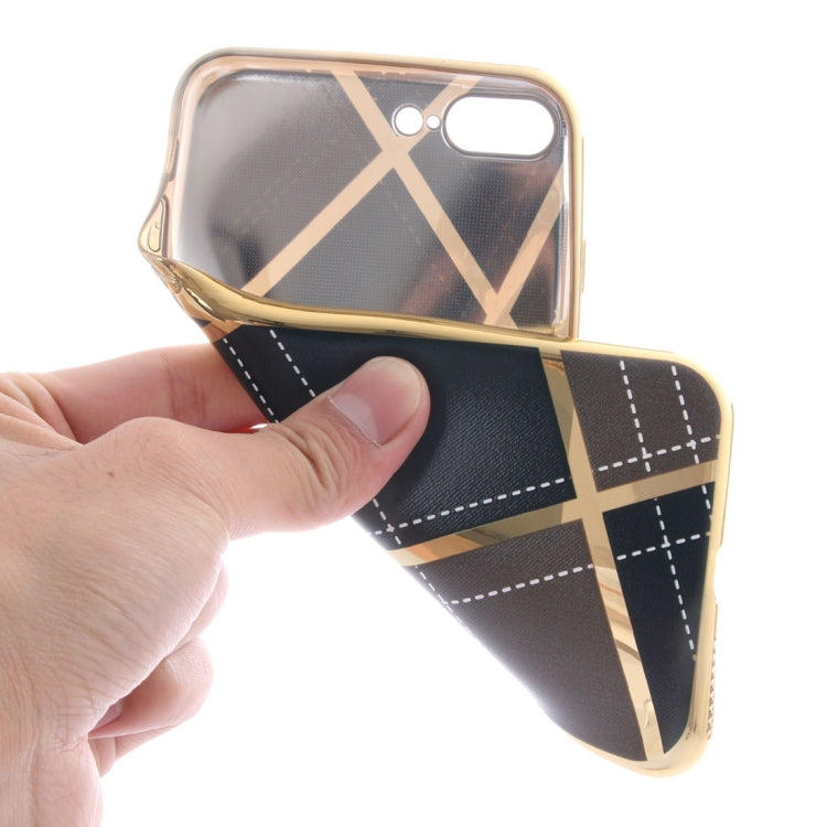 For iPhone 8 Plus & 7 Plus   Rhombus Cloth Pattern Electroplating TPU Protective Case