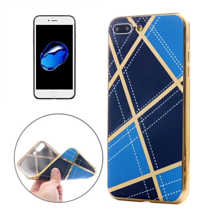 For iPhone 8 Plus & 7 Plus   Rhombus Cloth Pattern Electroplating TPU Protective Case