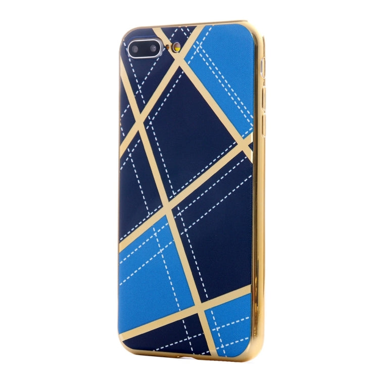 For iPhone 8 Plus & 7 Plus   Rhombus Cloth Pattern Electroplating TPU Protective Case