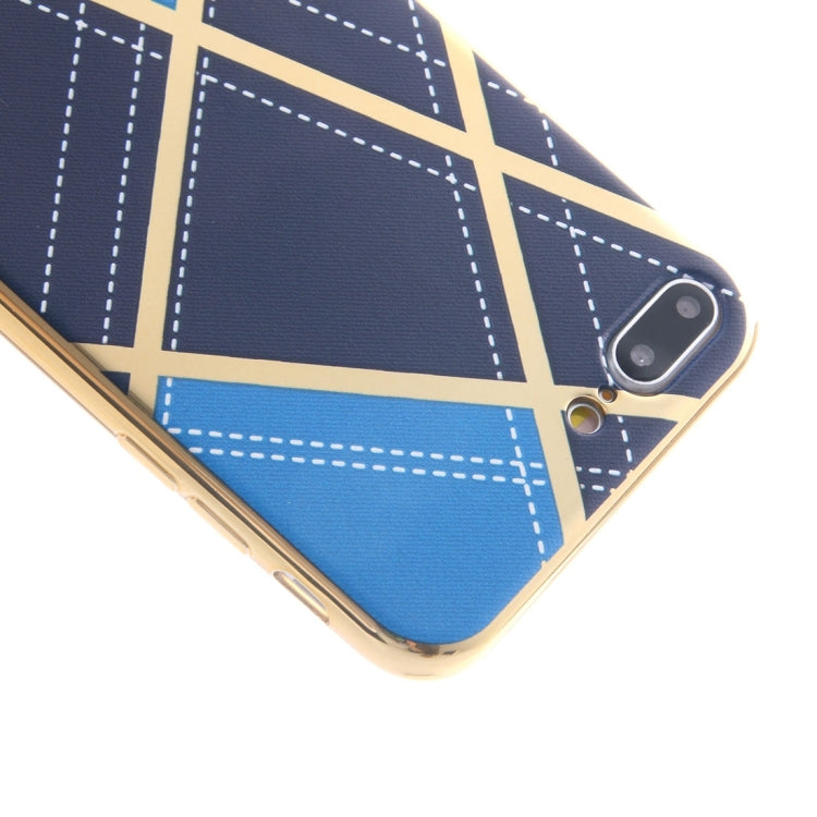 For iPhone 8 Plus & 7 Plus   Rhombus Cloth Pattern Electroplating TPU Protective Case