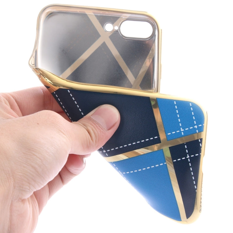 For iPhone 8 Plus & 7 Plus   Rhombus Cloth Pattern Electroplating TPU Protective Case