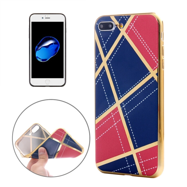 For iPhone 8 Plus & 7 Plus   Rhombus Cloth Pattern Electroplating TPU Protective Case