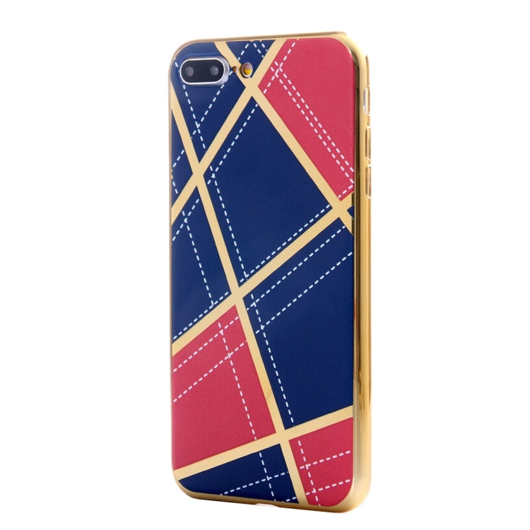 For iPhone 8 Plus & 7 Plus   Rhombus Cloth Pattern Electroplating TPU Protective Case