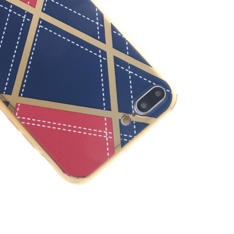 For iPhone 8 Plus & 7 Plus   Rhombus Cloth Pattern Electroplating TPU Protective Case