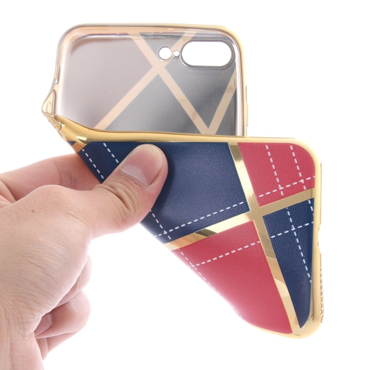 For iPhone 8 Plus & 7 Plus   Rhombus Cloth Pattern Electroplating TPU Protective Case