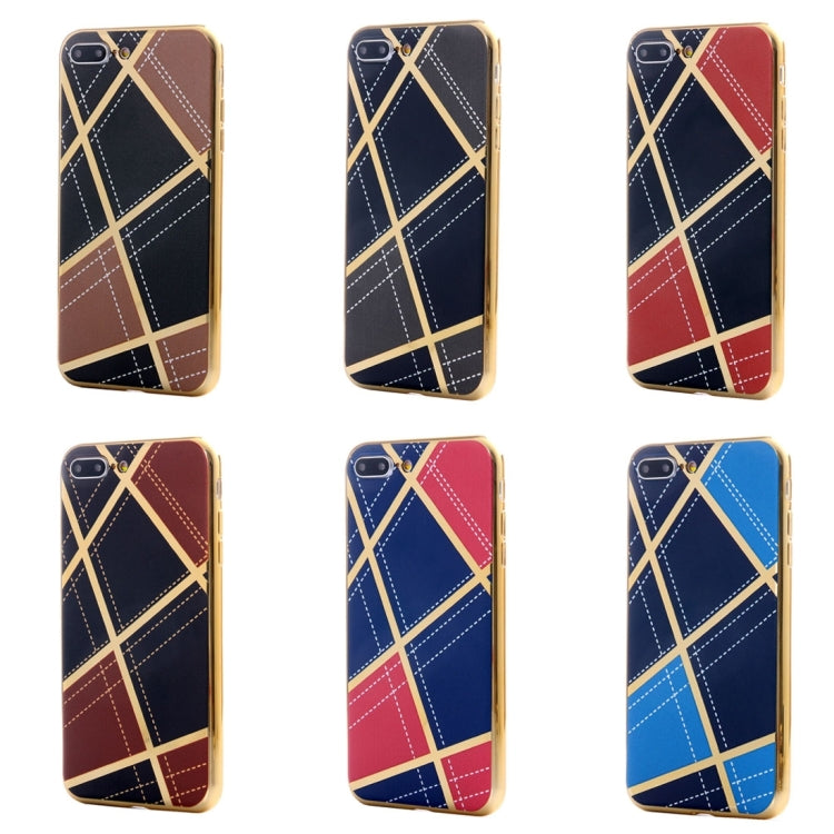 For iPhone 8 Plus & 7 Plus   Rhombus Cloth Pattern Electroplating TPU Protective Case