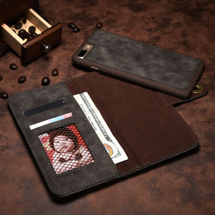 For iPhone 8 Plus & 7 Plus   Retro Magnetic Horizontal Flip Leather Case with Card Slots & Wallet & Photo Frame & Detachable Back Cover