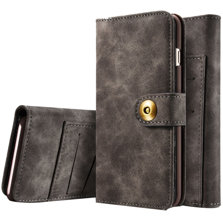 For iPhone 8 Plus & 7 Plus   Retro Magnetic Horizontal Flip Leather Case with Card Slots & Wallet & Photo Frame & Detachable Back Cover