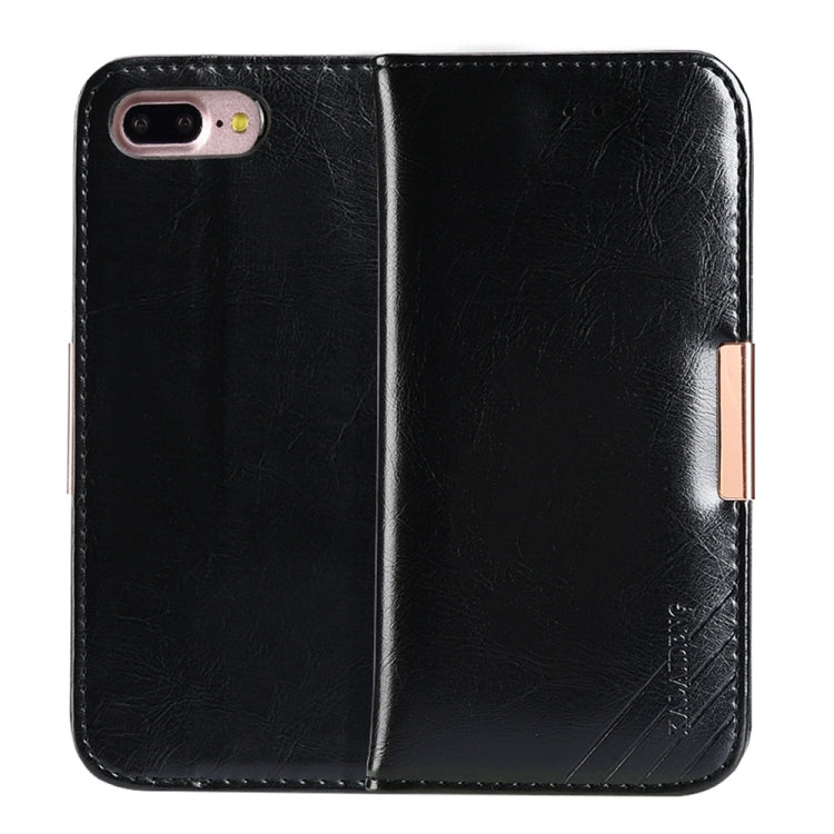 KALAIDENG ROYALE Series for iPhone 8 Plus & 7 Plus   TPU Magnetic Horizontal Flip Genuine Leather Case with Card Slots & Holder(Black)