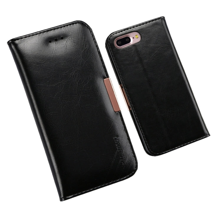 KALAIDENG ROYALE Series for iPhone 8 Plus & 7 Plus   TPU Magnetic Horizontal Flip Genuine Leather Case with Card Slots & Holder(Black)