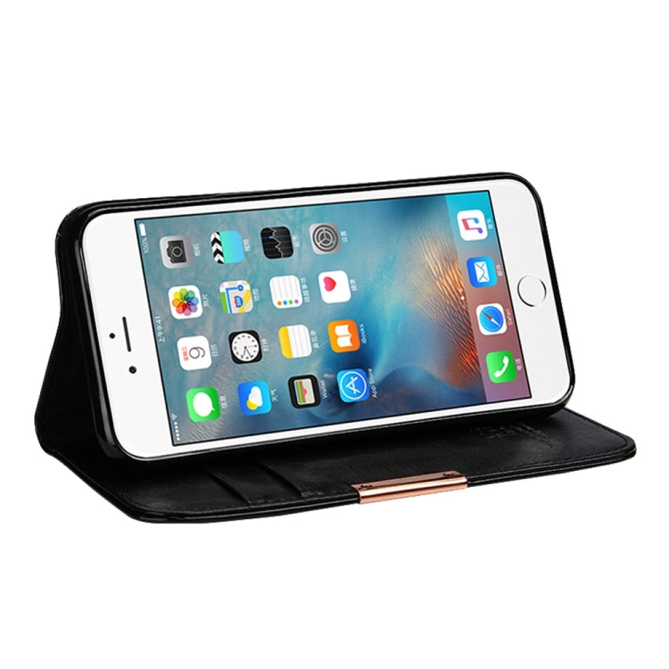 KALAIDENG ROYALE Series for iPhone 8 Plus & 7 Plus   TPU Magnetic Horizontal Flip Genuine Leather Case with Card Slots & Holder(Black)