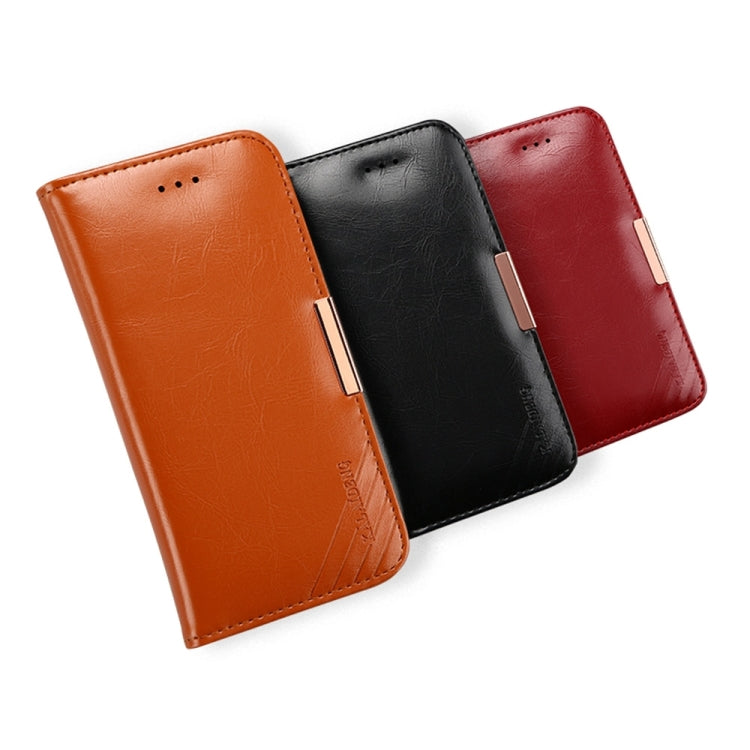 KALAIDENG ROYALE Series for iPhone 8 Plus & 7 Plus   TPU Magnetic Horizontal Flip Genuine Leather Case with Card Slots & Holder(Black)