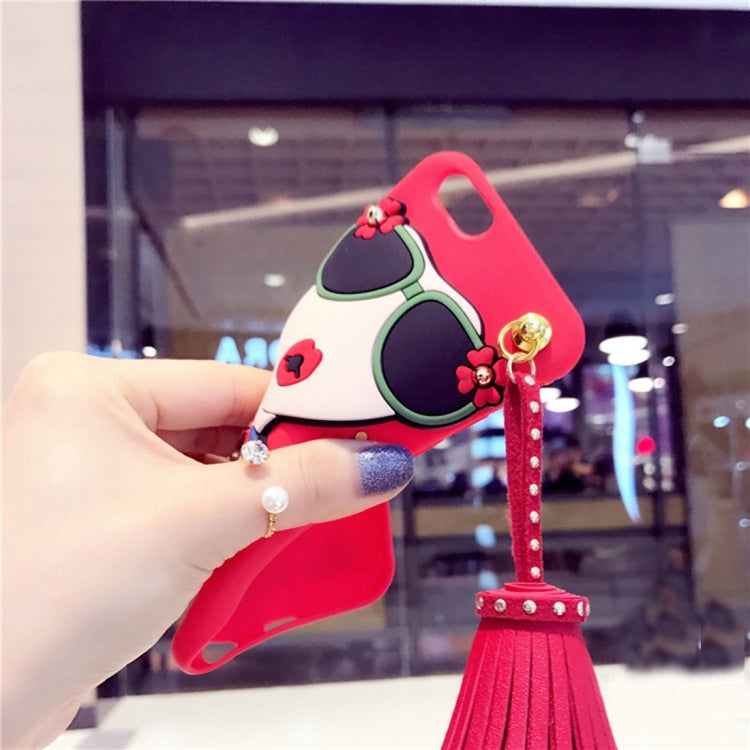 For iPhone 8 Plus & 7 Plus   Rivet Tassels Fashion Girl Pattern Soft TPU Protective Back Cover Case with Pendant