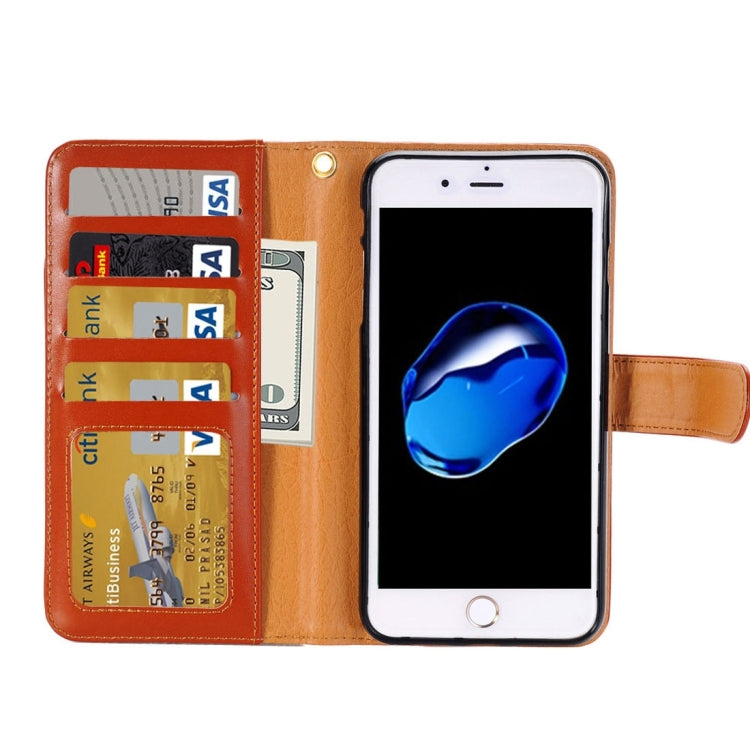 For iPhone 8 Plus & 7 Plus   & 6 Plus & 6s Plus Detachable Plain Weave Stitching Horizontal Flip PU Leather Case with Card Slots & Wallet & Photo Frame