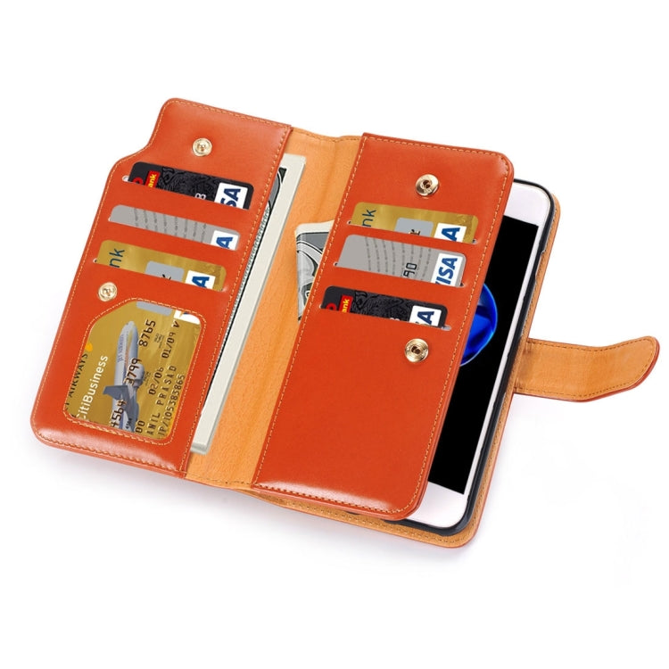 For iPhone 8 Plus & 7 Plus   & 6 Plus & 6s Plus Detachable Plain Weave Stitching Horizontal Flip PU Leather Case with Card Slots & Wallet & Photo Frame