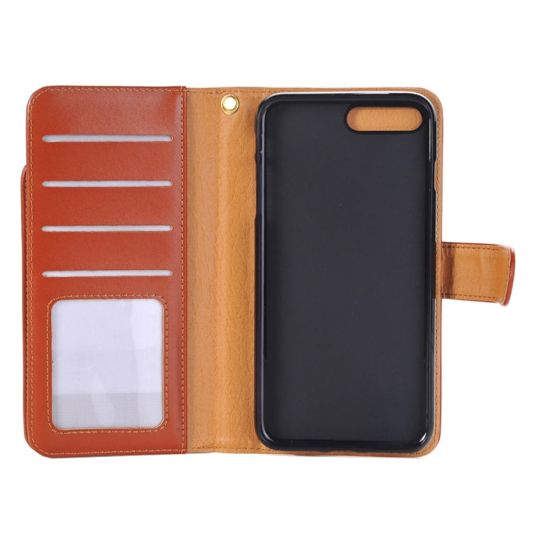 For iPhone 8 Plus & 7 Plus   & 6 Plus & 6s Plus Detachable Plain Weave Stitching Horizontal Flip PU Leather Case with Card Slots & Wallet & Photo Frame