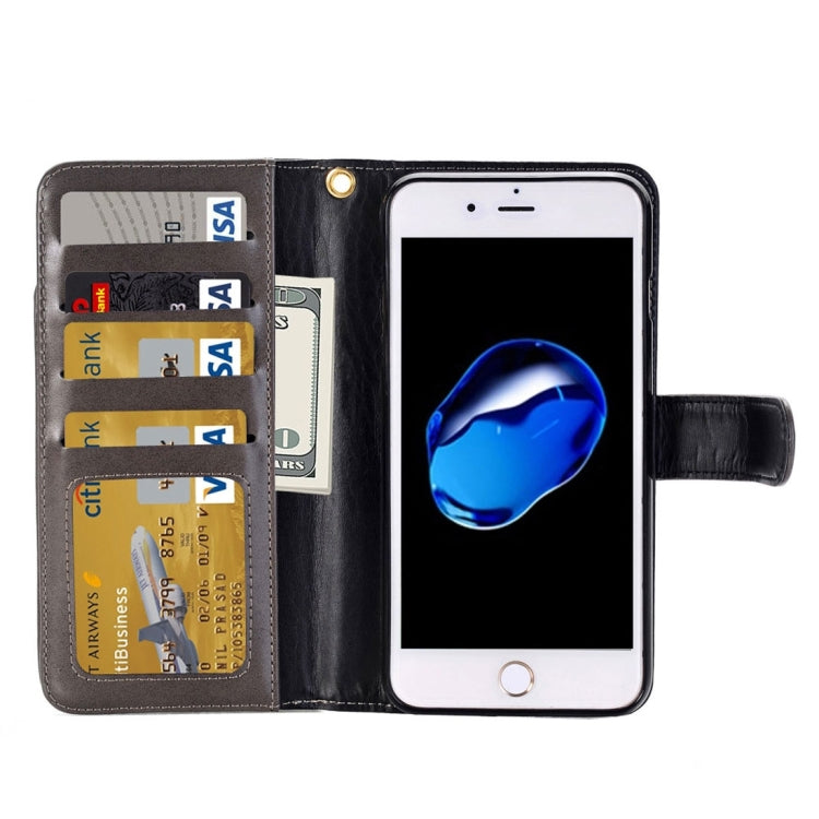 For iPhone 8 Plus & 7 Plus   & 6 Plus & 6s Plus Detachable Plain Weave Stitching Horizontal Flip PU Leather Case with Card Slots & Wallet & Photo Frame