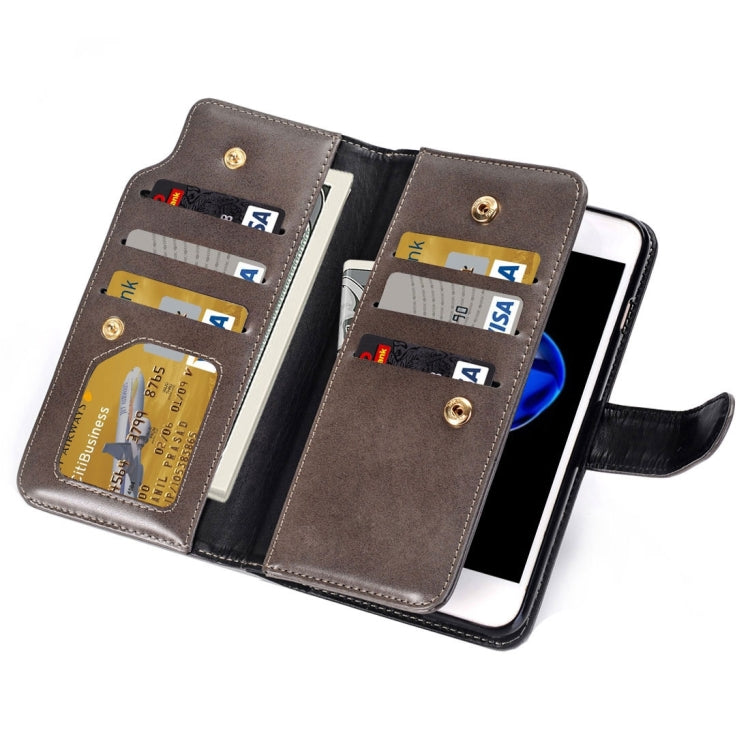 For iPhone 8 Plus & 7 Plus   & 6 Plus & 6s Plus Detachable Plain Weave Stitching Horizontal Flip PU Leather Case with Card Slots & Wallet & Photo Frame