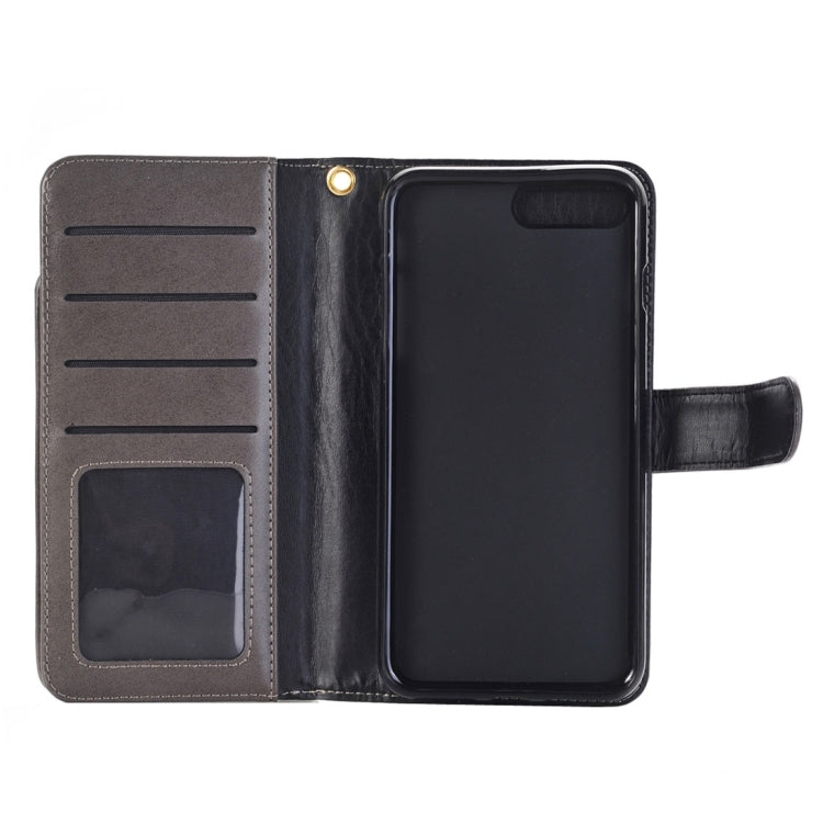 For iPhone 8 Plus & 7 Plus   & 6 Plus & 6s Plus Detachable Plain Weave Stitching Horizontal Flip PU Leather Case with Card Slots & Wallet & Photo Frame