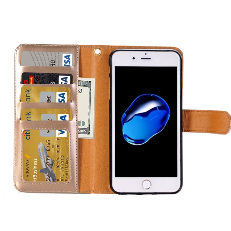 For iPhone 8 Plus & 7 Plus   & 6 Plus & 6s Plus Detachable Plain Weave Stitching Horizontal Flip PU Leather Case with Card Slots & Wallet & Photo Frame