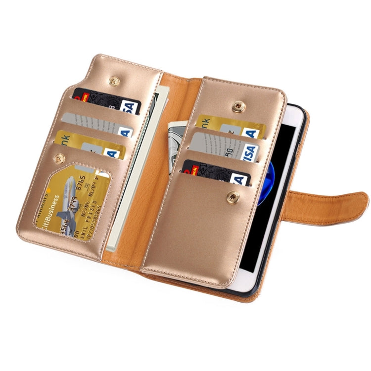 For iPhone 8 Plus & 7 Plus   & 6 Plus & 6s Plus Detachable Plain Weave Stitching Horizontal Flip PU Leather Case with Card Slots & Wallet & Photo Frame