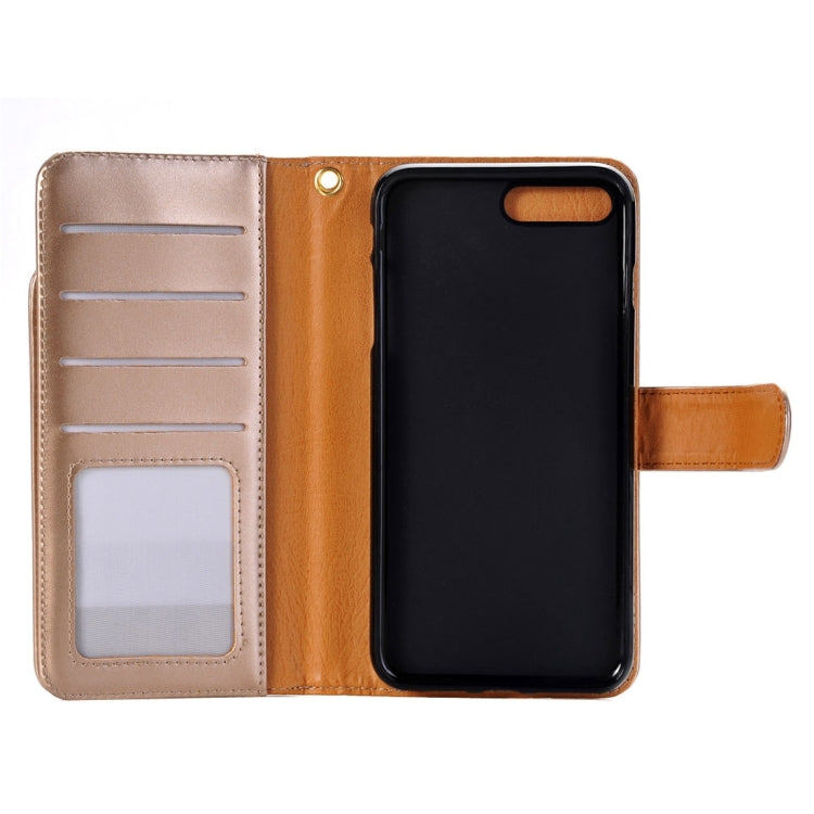 For iPhone 8 Plus & 7 Plus   & 6 Plus & 6s Plus Detachable Plain Weave Stitching Horizontal Flip PU Leather Case with Card Slots & Wallet & Photo Frame
