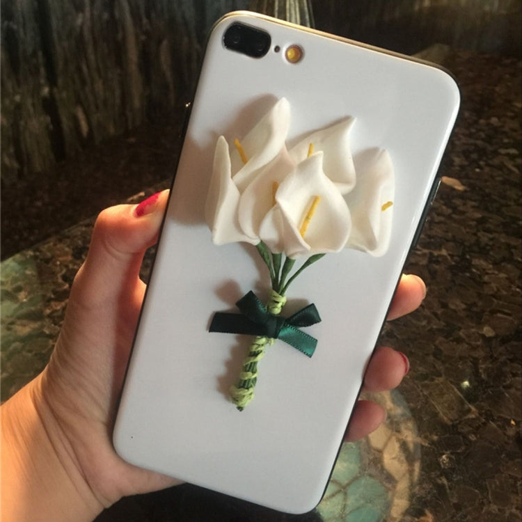 For iPhone 8 Plus & 7 Plus   Simulation Flower Full Coverage Acrylic Protective Back Cover Case (White)