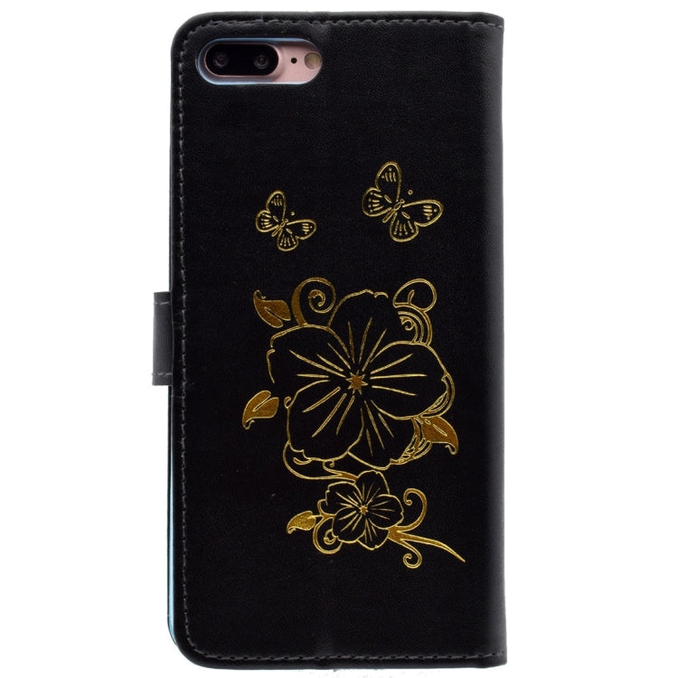 For iPhone 8 Plus & 7 Plus   Bronzing Butterfly Pattern Horizontal Flip PU Leather Case with Holder & Card Slots & Wallet