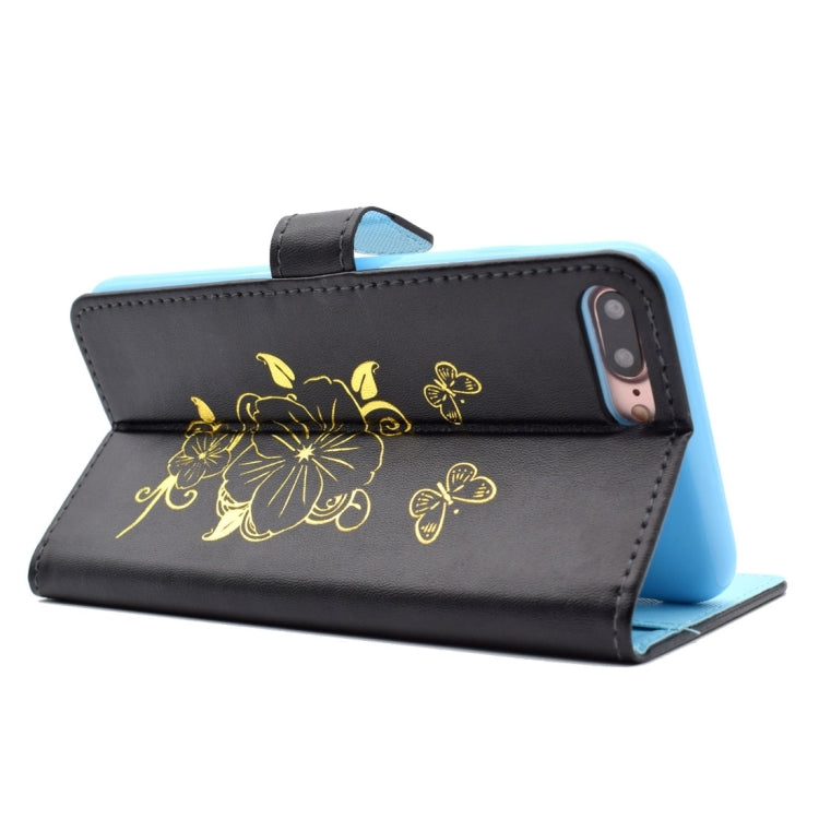 For iPhone 8 Plus & 7 Plus   Bronzing Butterfly Pattern Horizontal Flip PU Leather Case with Holder & Card Slots & Wallet