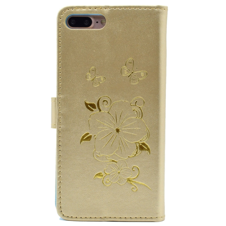 For iPhone 8 Plus & 7 Plus   Bronzing Butterfly Pattern Horizontal Flip PU Leather Case with Holder & Card Slots & Wallet