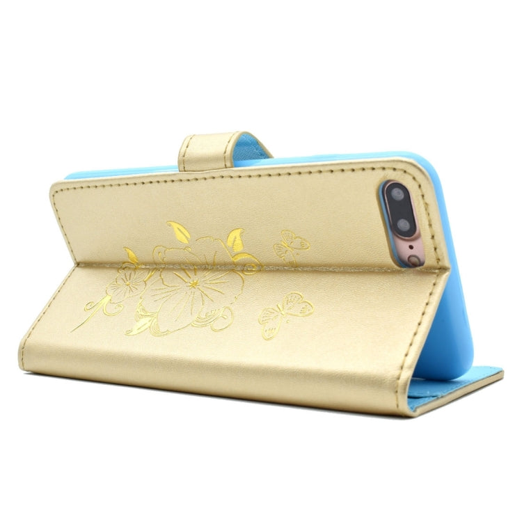 For iPhone 8 Plus & 7 Plus   Bronzing Butterfly Pattern Horizontal Flip PU Leather Case with Holder & Card Slots & Wallet