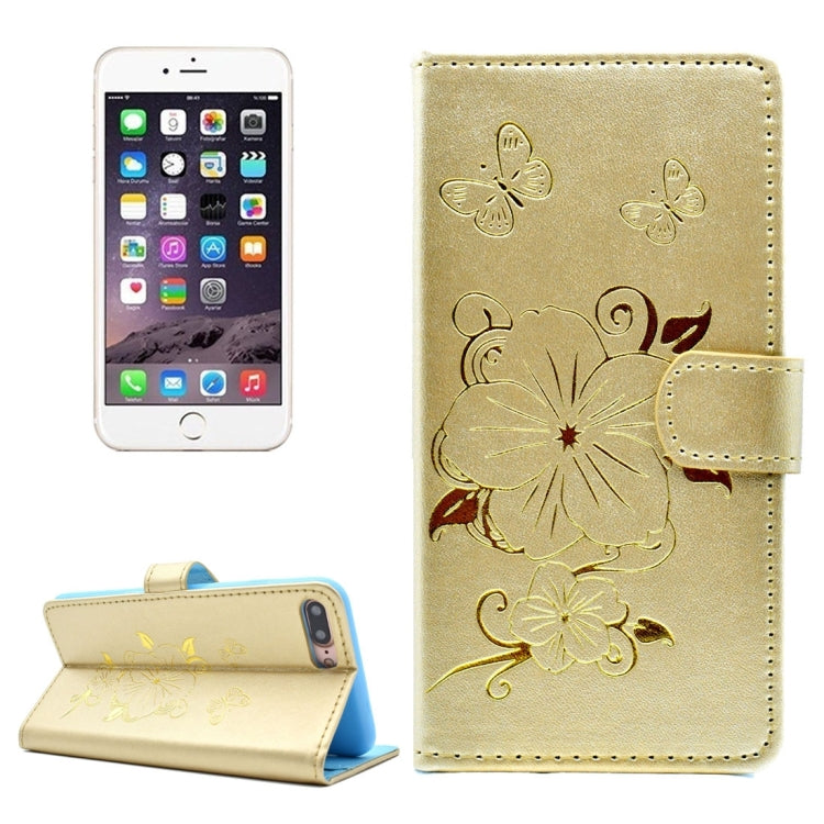 For iPhone 8 Plus & 7 Plus   Bronzing Butterfly Pattern Horizontal Flip PU Leather Case with Holder & Card Slots & Wallet