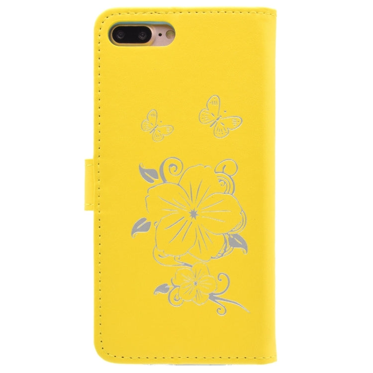For iPhone 8 Plus & 7 Plus   Bronzing Butterfly Pattern Horizontal Flip PU Leather Case with Holder & Card Slots & Wallet