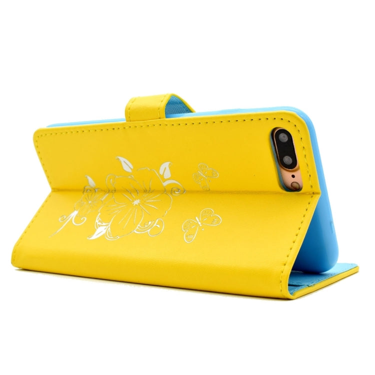 For iPhone 8 Plus & 7 Plus   Bronzing Butterfly Pattern Horizontal Flip PU Leather Case with Holder & Card Slots & Wallet