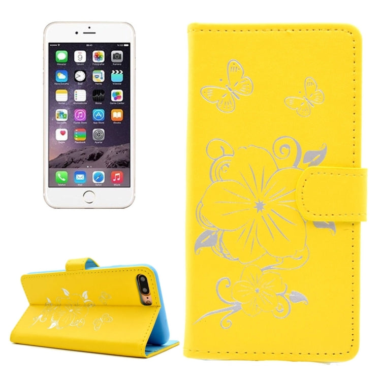 For iPhone 8 Plus & 7 Plus   Bronzing Butterfly Pattern Horizontal Flip PU Leather Case with Holder & Card Slots & Wallet