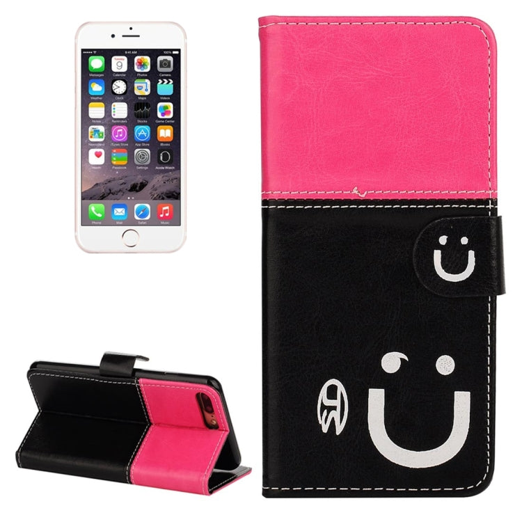 For iPhone 8 Plus & 7 Plus   Smiling Face Pattern Splice Horizontal Flip Leather Case with Holder & Card Slots & Wallet